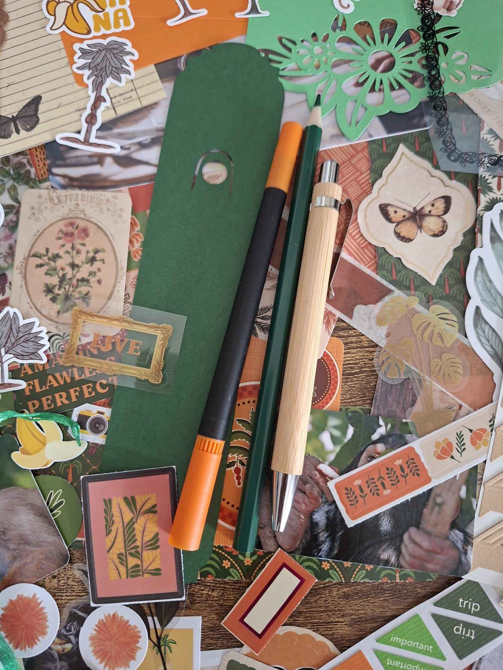 Mystery Box Cancelleria Estetica Giungla e Scimmia - Journaling Kit Tropicale (Pezzo Unico)