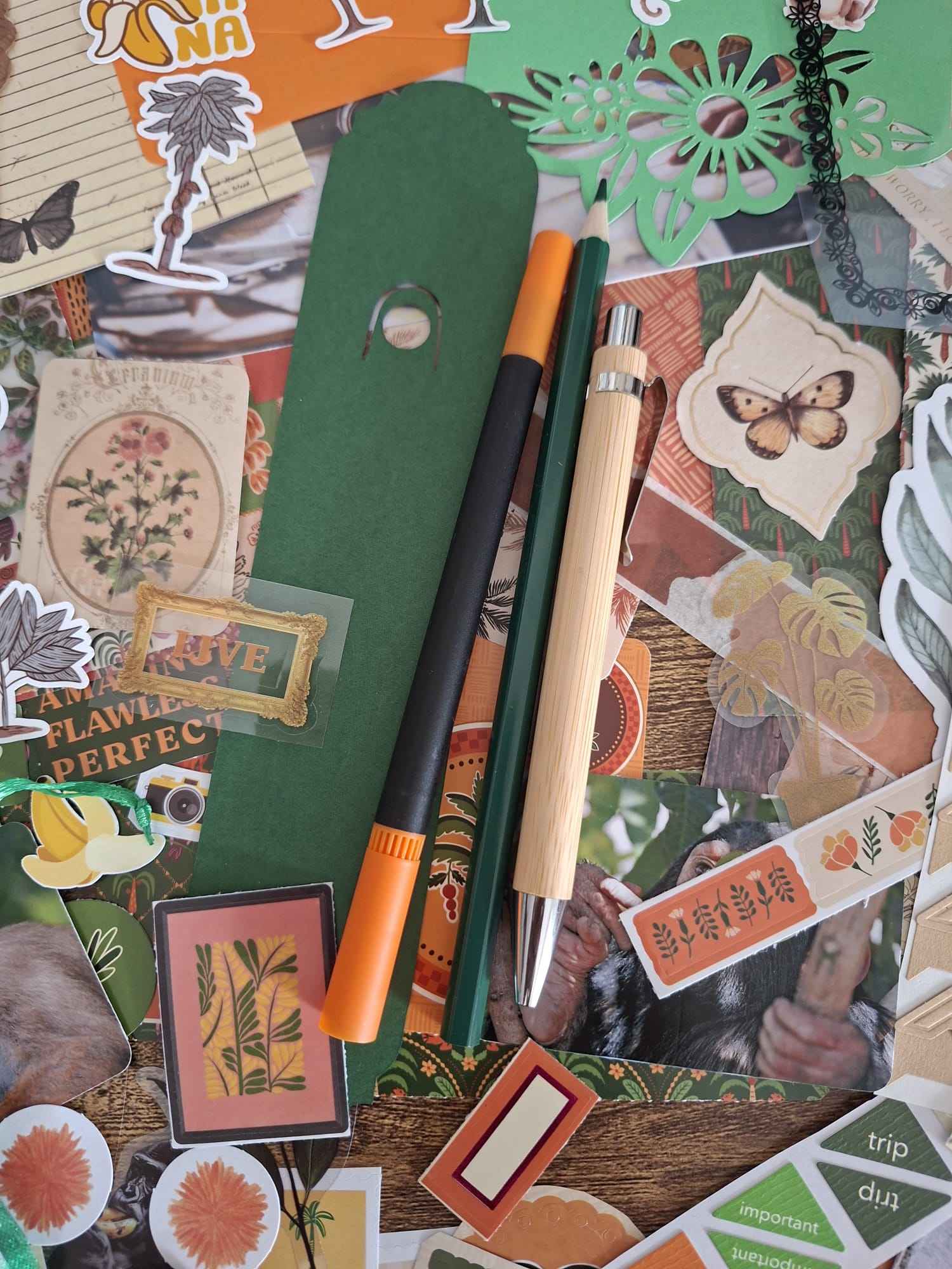 Mystery Box Cancelleria Estetica Giungla e Scimmia - Journaling Kit Tropicale (Pezzo Unico)